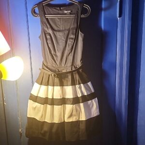 White House Black Market Black and Gray A-Line Midi Dress